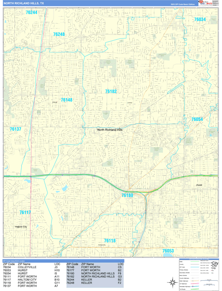 North Richland Hills Wall Map